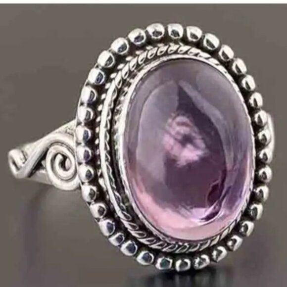 Bohemian Style Purple Lab Created Gemstone with Electro-Plated White Gold - Picture 3 of 3